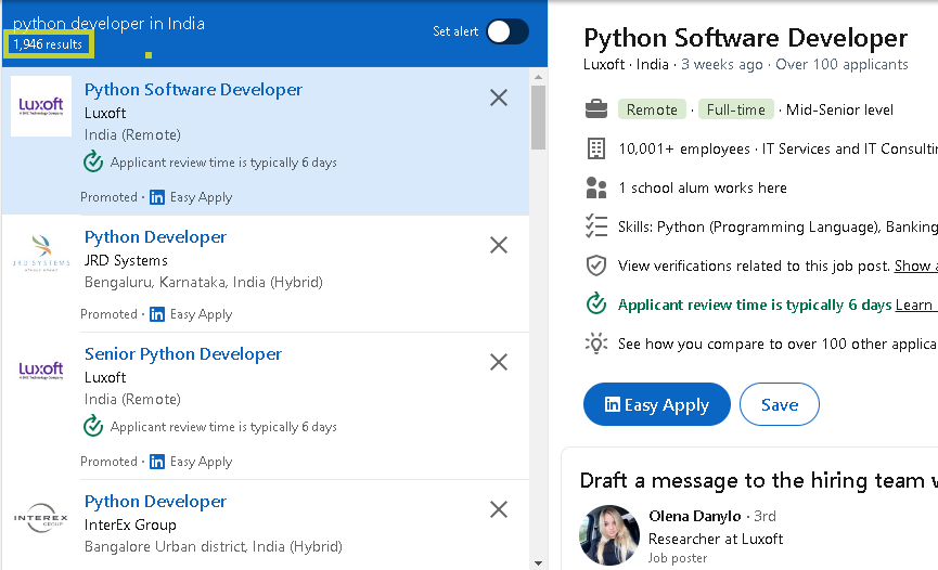 LinkedIn Python Jobs