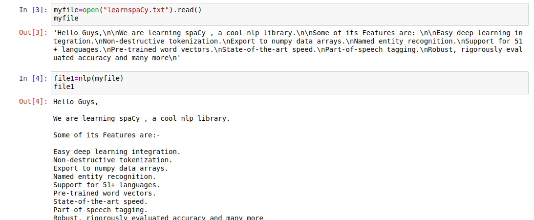 Reading File with spaCy