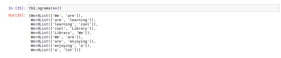 N Grams TextBlob