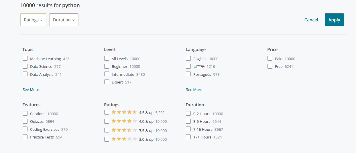 Udemy Choices