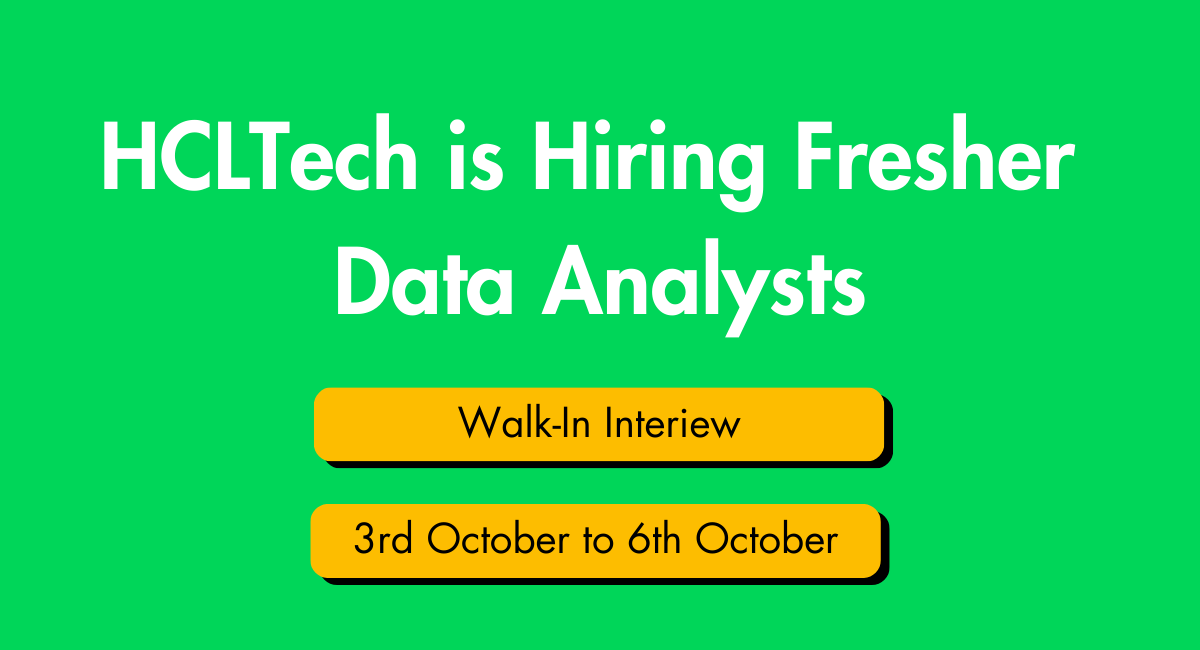 HCL Career Jobs 2023 - Data Analyst